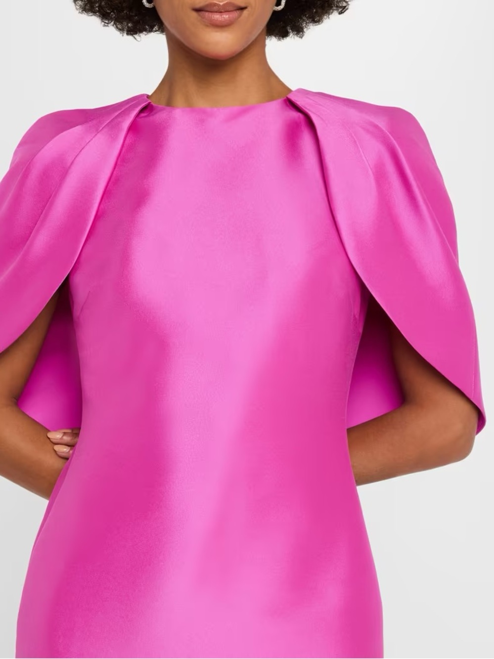 Badgley Mischka Fuchsia Cape-Sleeve Midi Sheath Dress - Picture 3 of 6